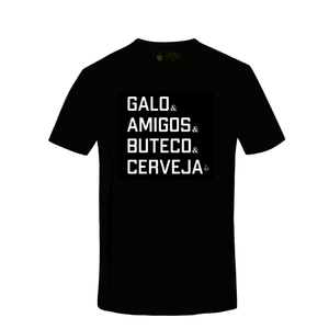 Camiseta Masculina Galo & Amigos & Buteco - Preta