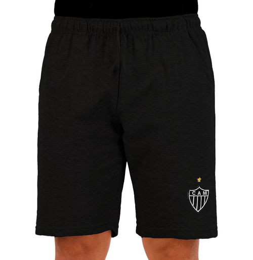 Bermuda Moletom Masculina Escudo Atlético Mineiro - Preta