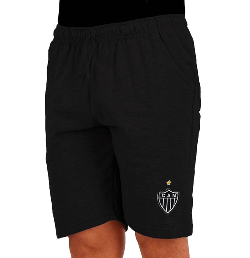 Bermuda Moletom Masculina Escudo Atlético Mineiro - Preta