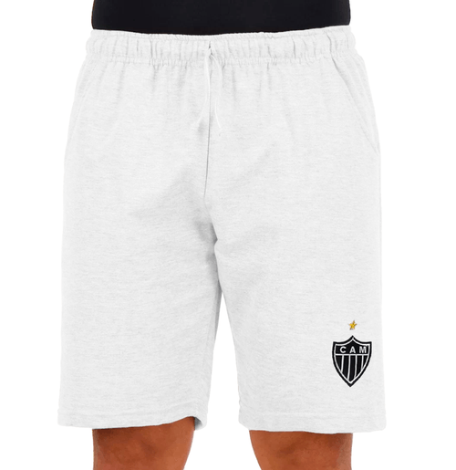Bermuda Moletom Masculina Escudo Atlético Mineiro - Branca