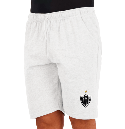 Bermuda Moletom Masculina Escudo Atlético Mineiro - Branca