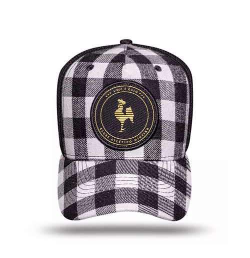 Boné Trucker Premium Galo Volpi - Xadrez e Preto