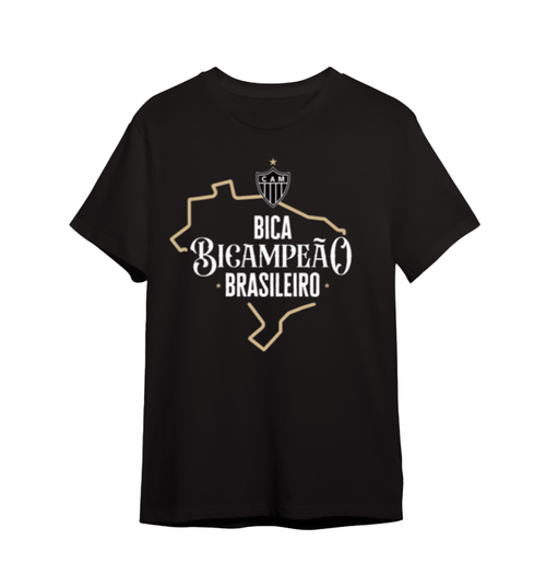 Camiseta Masculina Bica Bicampeão Brasileiro - Preta