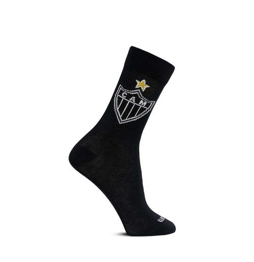 Meia Casual Juvenil Escudo Atlético Mineiro All Black
