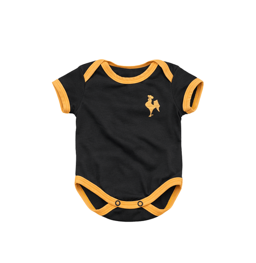 Body Manga Curta Atlético Mineiro Preto e Dourado