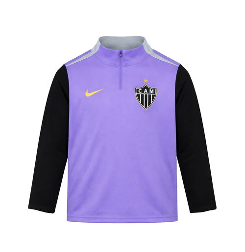 Blusa Infantil Manga Longa Atlético Mineiro Nike Treino 26 Roxo e Preto